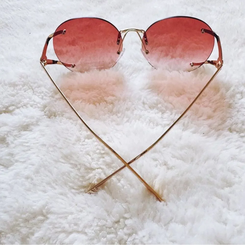 Ruth Clear Orange Round Metal Sunglasses